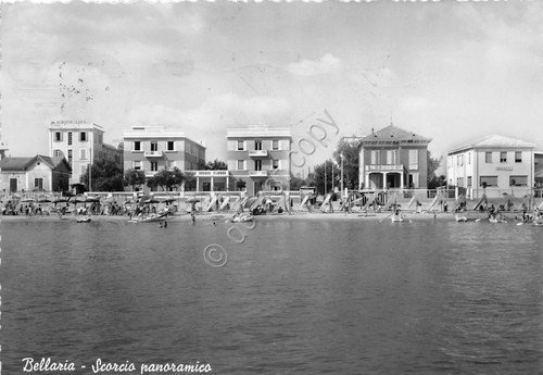 Cartolina - Bellaria panorama dal mare spiaggia 1957 | Immagine principale