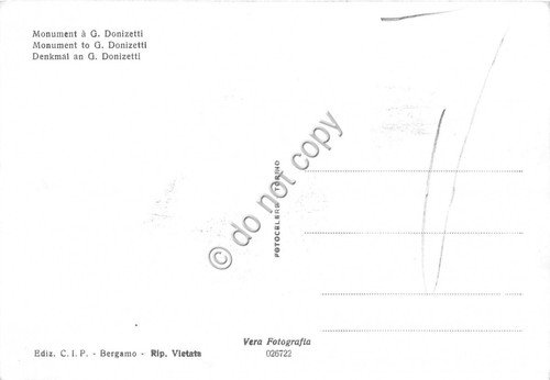 Cartolina - Bergamo Monumento a Donizetti