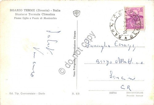 Cartolina - Boario Terme Fiume Oglio e Ponte Montecchio 1961 | Immagine Gallery 2