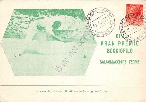 Cartolina - Bocce - XVI premio bocciofilo - Timbro filatelico … | Immagine principale
