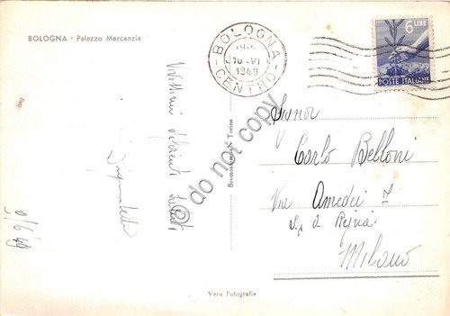 Cartolina - Bologna Palazzo Mercanzia animata 1949 | Immagine Gallery 2