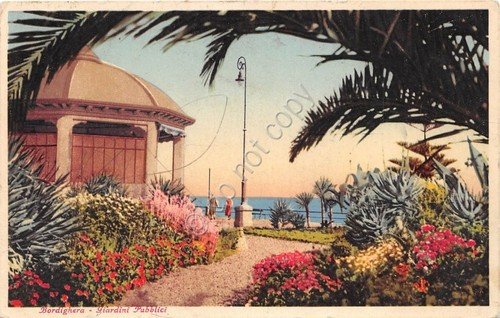 Cartolina - Bordighera - Giardini Pubblici - 1941