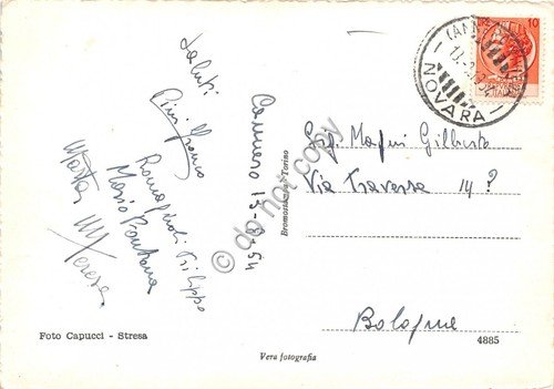 Cartolina - Cannobio Lungolago barche 1954