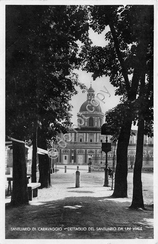 Cartolina - Caravaggio santuario visto da un viale anni '30 | Immagine principale