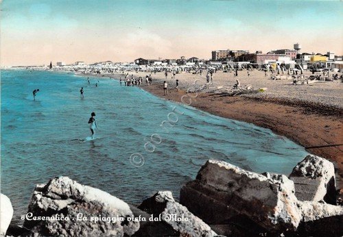 Cartolina - Cesenatico - Spiaggia dal molo - anni '50 …