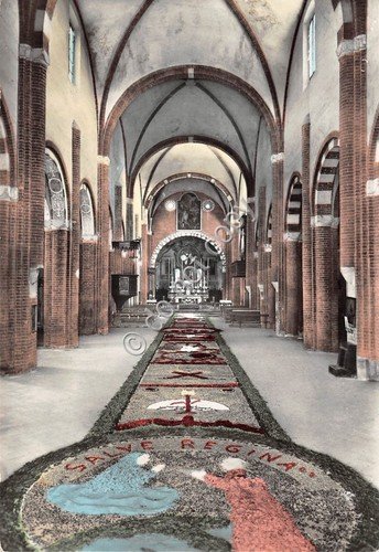 Cartolina - Chiaravalle di Alseno Interno Chiesa e infiorata
