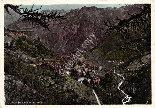Cartolina - Chiesa in Valmalenco panorama 1956
