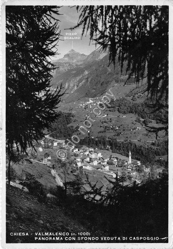 Cartolina - Chiesa Valmalenco Panorama con Caspoggio 1941