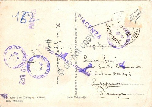 Cartolina - Chiesa Valmalenco Panorama con Caspoggio 1941