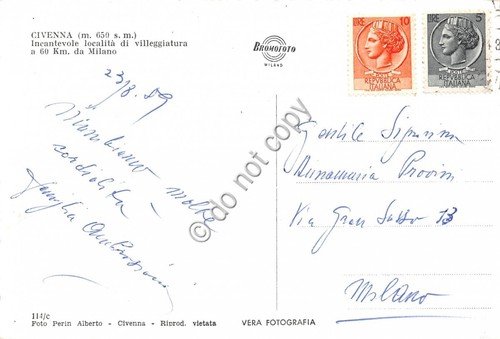 Cartolina - Civenna Vedutine 1959