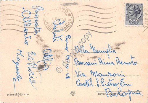 Cartolina - Como Piazza Cavour animata auto d'epoca 1958