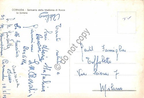 Cartolina - Cornuda Santuario Madonna di Rocca 1955