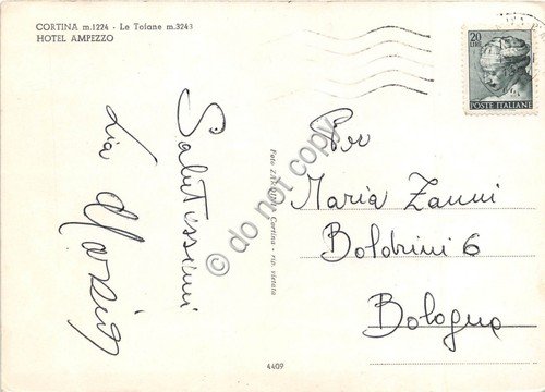 Cartolina - Cortina Hotel Ampezzo 1957