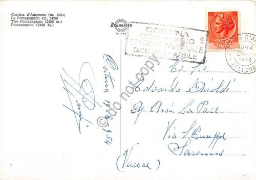 Cartolina - Cortina Panorama con Pomagagnon Crocifisso 1954 (Belluno)