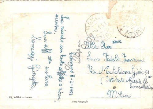 Cartolina - Cremeno Panorama e Ponte della Vittoria 1953