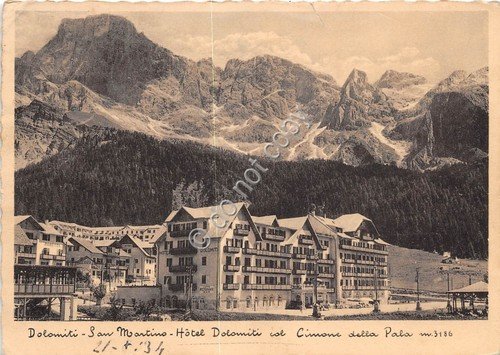 Cartolina - Dolomiti San Martino Hotel Dolomiti 1934