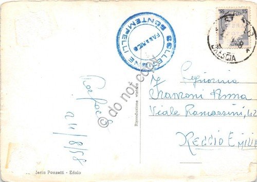 Cartolina - Edolo Piazza e Fontana Monumentale 1958