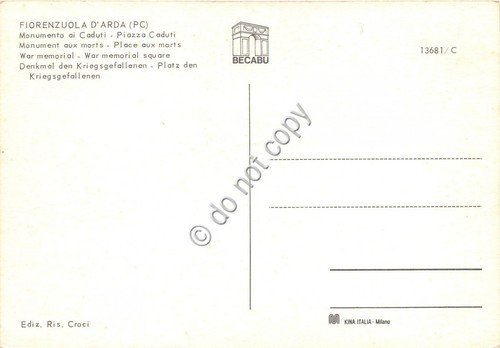 Cartolina - Fiorenzuola D'Arda Monumento ai Caduti
