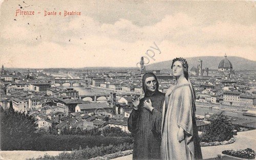 Cartolina - Firenze - Panorama - Dante e Beatrice - …