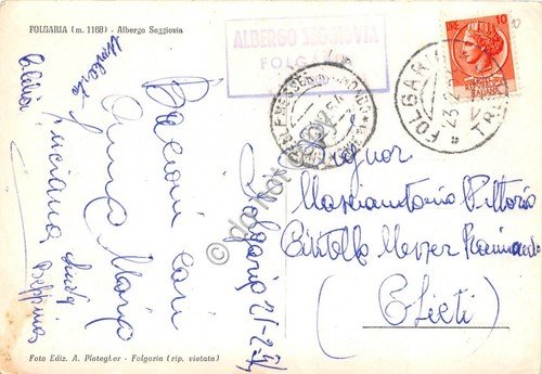 Cartolina - Folgaria Albergo Seggiovia 1954