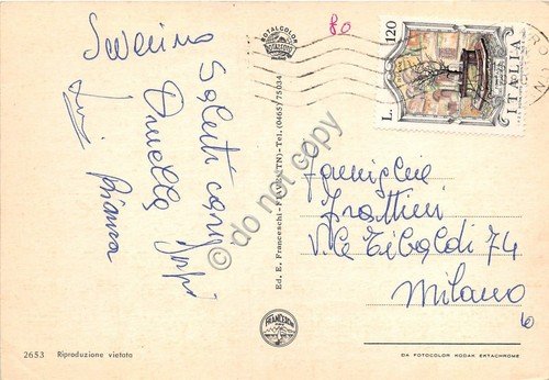 Cartolina - Folgarida vedutine sciatori (Trento)