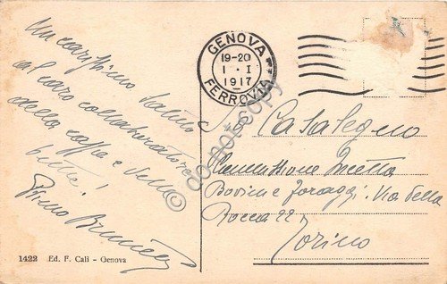 Cartolina - Genova Circonvallazione a Monte Animata Tram 1917