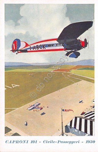 Cartolina - Illustrata - aereo - Caproni 101 - Civile …
