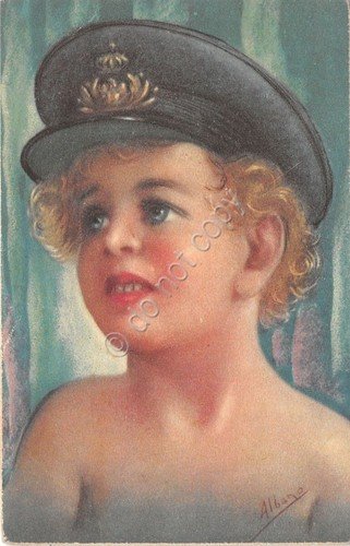 Cartolina - Illustrata - Albano - Bambino con cappello da …