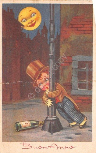 Cartolina - Illustrata - Augurale - Buon Anno - bambino …