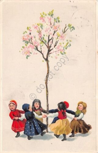 Cartolina - Illustrata - Bambini - girotondo - in rilievo …