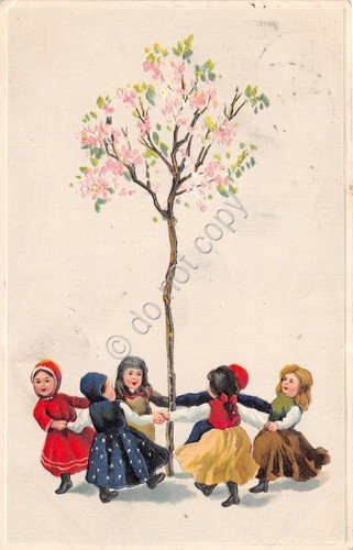 Cartolina - Illustrata - Bambini - girotondo - in rilievo …