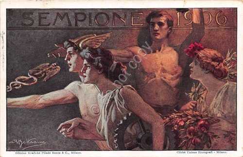 Cartolina - Illustrata - Beltrame - Commemorativa - Traforo Sempione … | Immagine principale