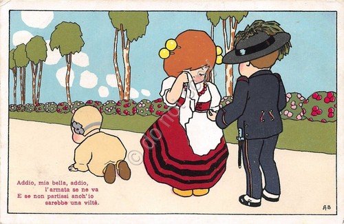 Cartolina - Illustrata - Bersagliere - Addio mia bella, addio
