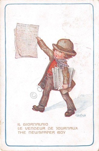 Cartolina - Illustrata - Bertiglia - il giornalaio - 1917 | Immagine principale
