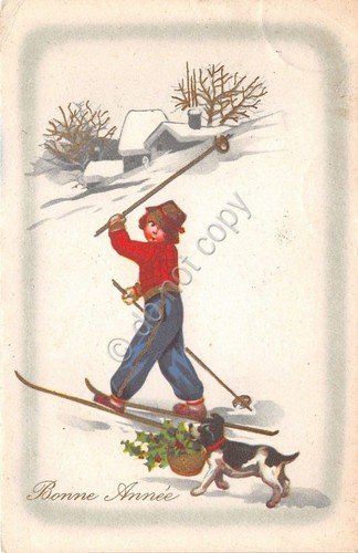 Cartolina - Illustrata - Buon Anno - Bambino - sci … | Immagine principale