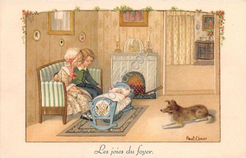 Cartolina - Illustrata - Ebner - Le joies du foyer …
