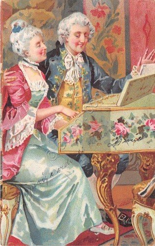 Cartolina - Illustrata - Innamorati - pianoforte - anni '10 | Immagine principale