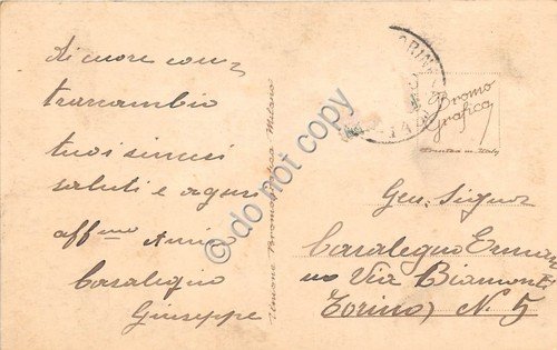 Cartolina - Innamorati Donna bruna volto primi '900 VG