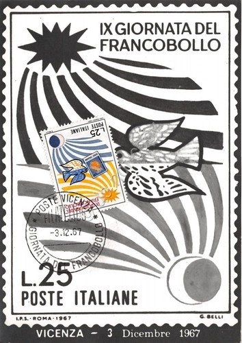 Cartolina - IX Giornata del francobollo - Timbro filatelico -1967 | Immagine principale