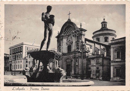 Cartolina - L'Aquila - Piazza Duomo - 1950 | Immagine principale