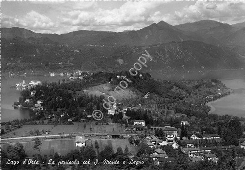Cartolina - Lago d'Orta Penisola con S. Monte e Legro