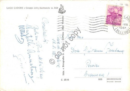 Cartolina - Lago di Cadore e Gruppo Marmarole 1961 | Immagine Gallery 2