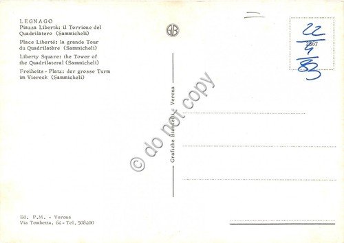 Cartolina - Legnago Piazza Libertà Torrione quadrilatero auto Mercedes