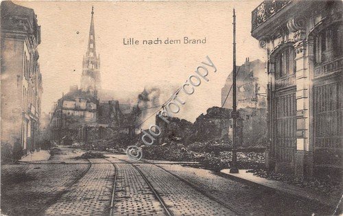 Cartolina - Lille nach dem Brand 1915