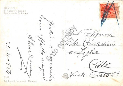 Cartolina - Mantova basilica S. Andrea 1954 | Immagine Gallery 2