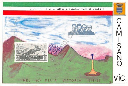 Cartolina - Medaglie al Valor Militare - Camisano - Timbro … | Immagine principale