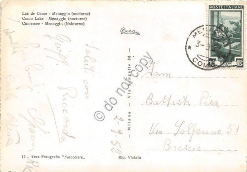 Cartolina - Menaggio panorama notturno 1952