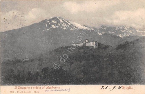 Cartolina - Mombarone - Veduta e Santuario - 1905