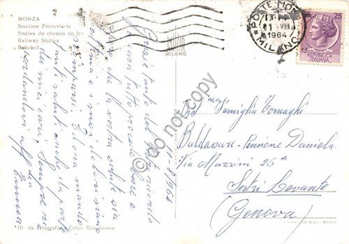 Cartolina - Monza Stazione Ferroviaria 1964