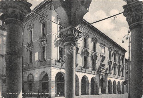 Cartolina - Padova Via 8 Febbraio Università 1957